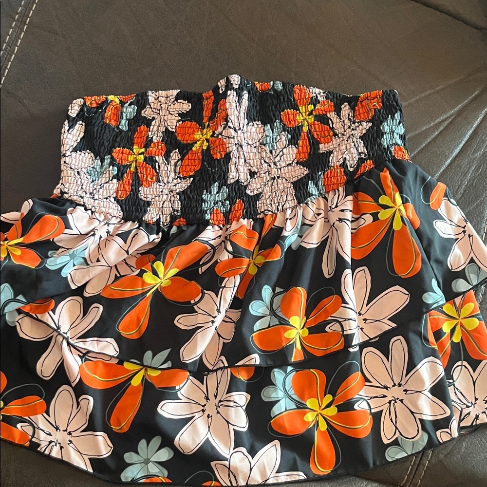 Floral Women's half shirt- Black, Orange, White